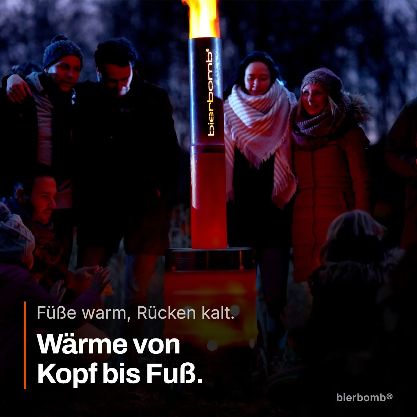 Füße warm, Rücken kalt – die bierbomb® wärmt von Kopf bis Fuß